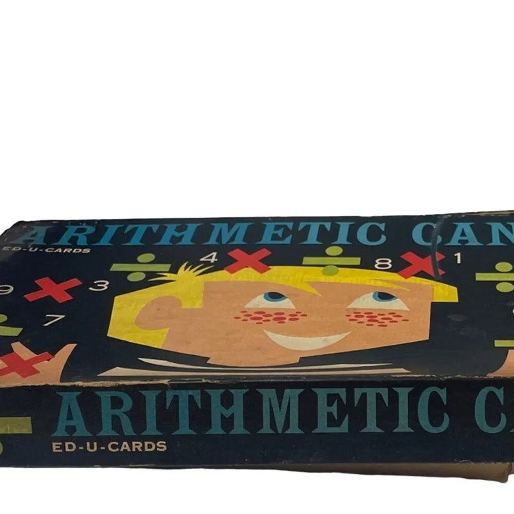 Vintage 1959 Edu Cards Arithmetic Can Be Fun 3-8th Grade Multiplication Game
